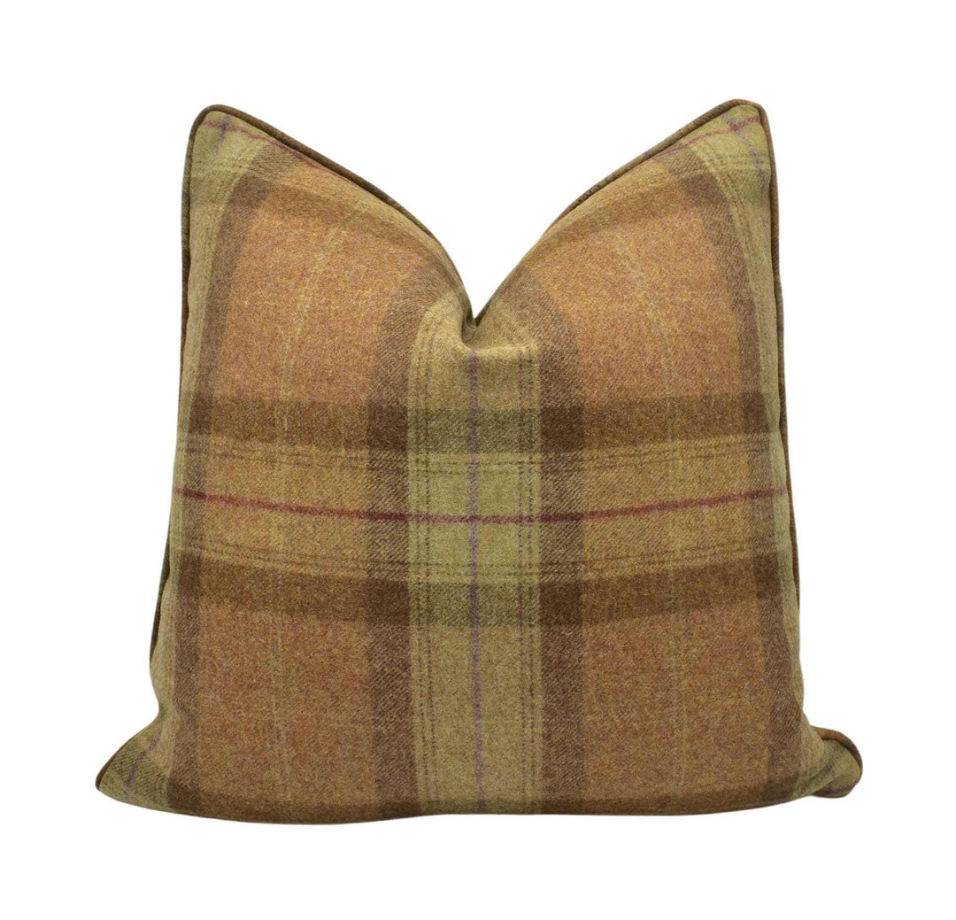 Abraham Moon - Skye - Sage -  100% Wool Cushion Cover - Designer Plaid Pillow Cover - Handmade Custom Abraham Moon Pillow - Neutral Wool.