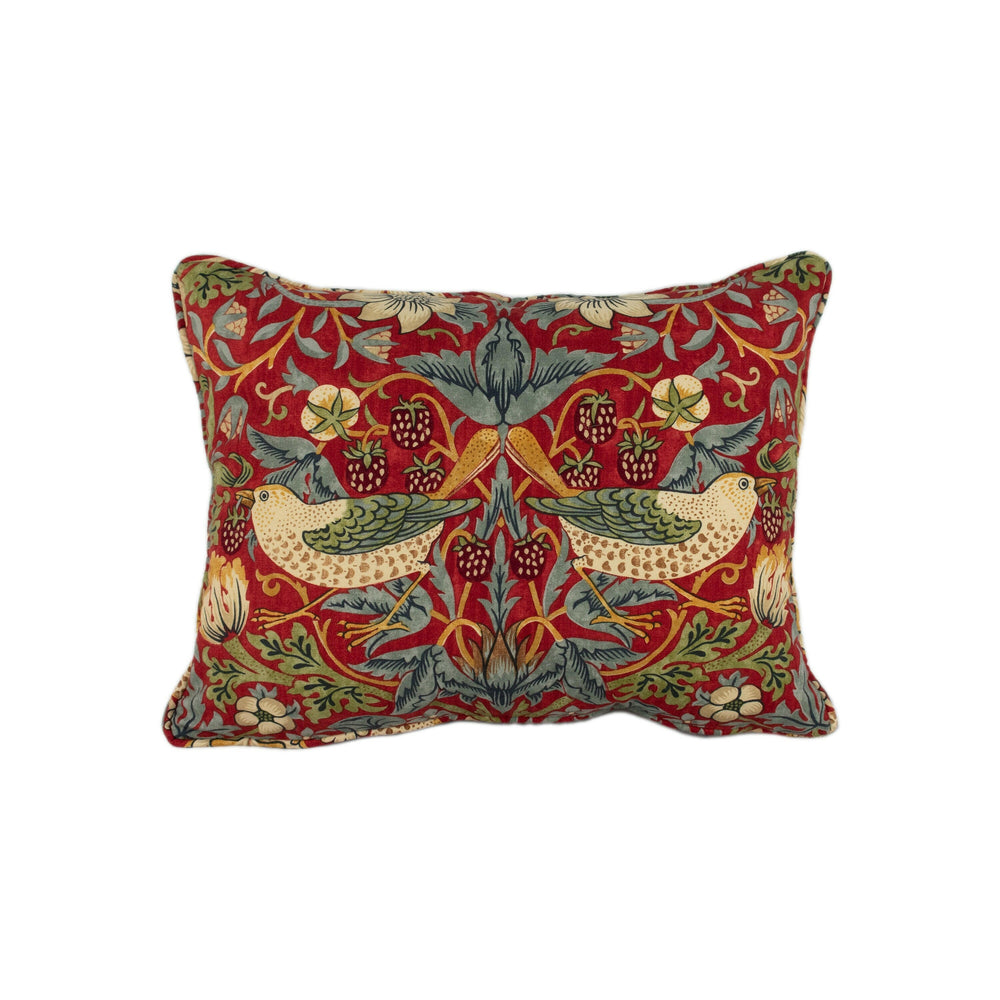 William Morris - Strawberry Thief - Crimson / Slate Stunning Iconic Classic Designer Cushion Cover - Handmade Home Decor - Luxury Throw.