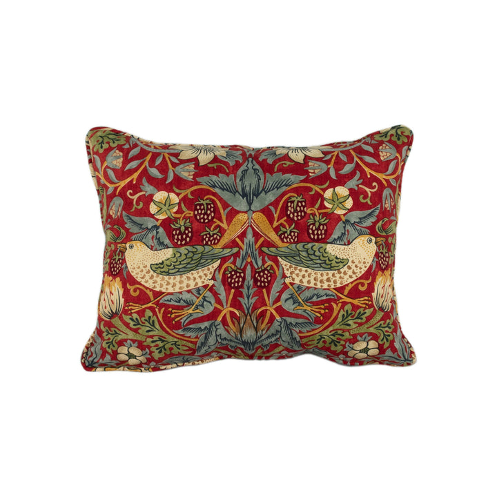 William Morris - Strawberry Thief - Crimson / Slate Stunning Iconic Classic Designer Cushion Cover - Handmade Home Decor - Luxury Throw.