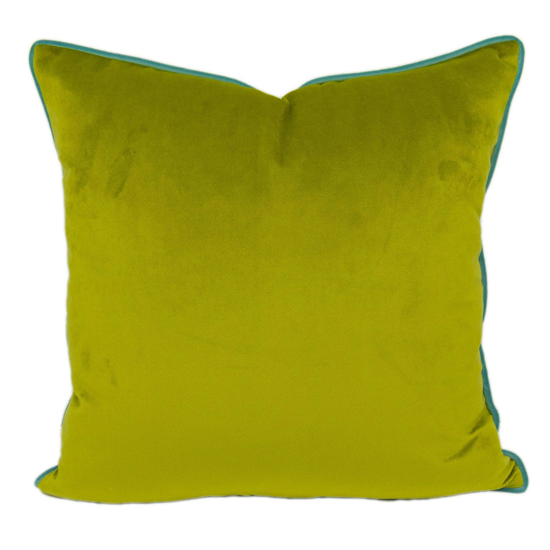 Stunning Designer Contrast Piped Green & Aqua Velvet Cushion Cover - Handmade Throw Pillow - Designer Home Décor.
