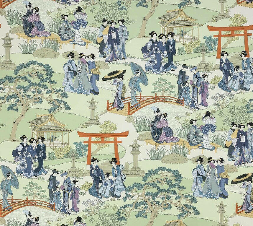 Manuel Canovas - Geishas - Indigo - Intricate Japanese Garden Designer Cushion Cover - Handmade Throw Pillow - Designer Home Decor.