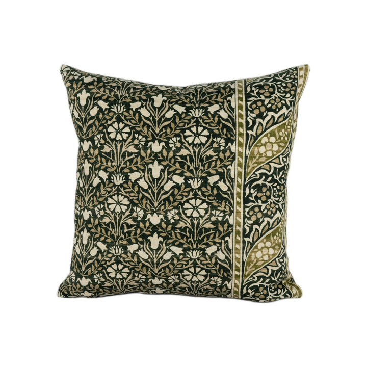 William Morris - Morris Bellflowers - Charcoal / Olive - Stunning Classic English Designer Cushion Cover Home Décor Throw Pillow.