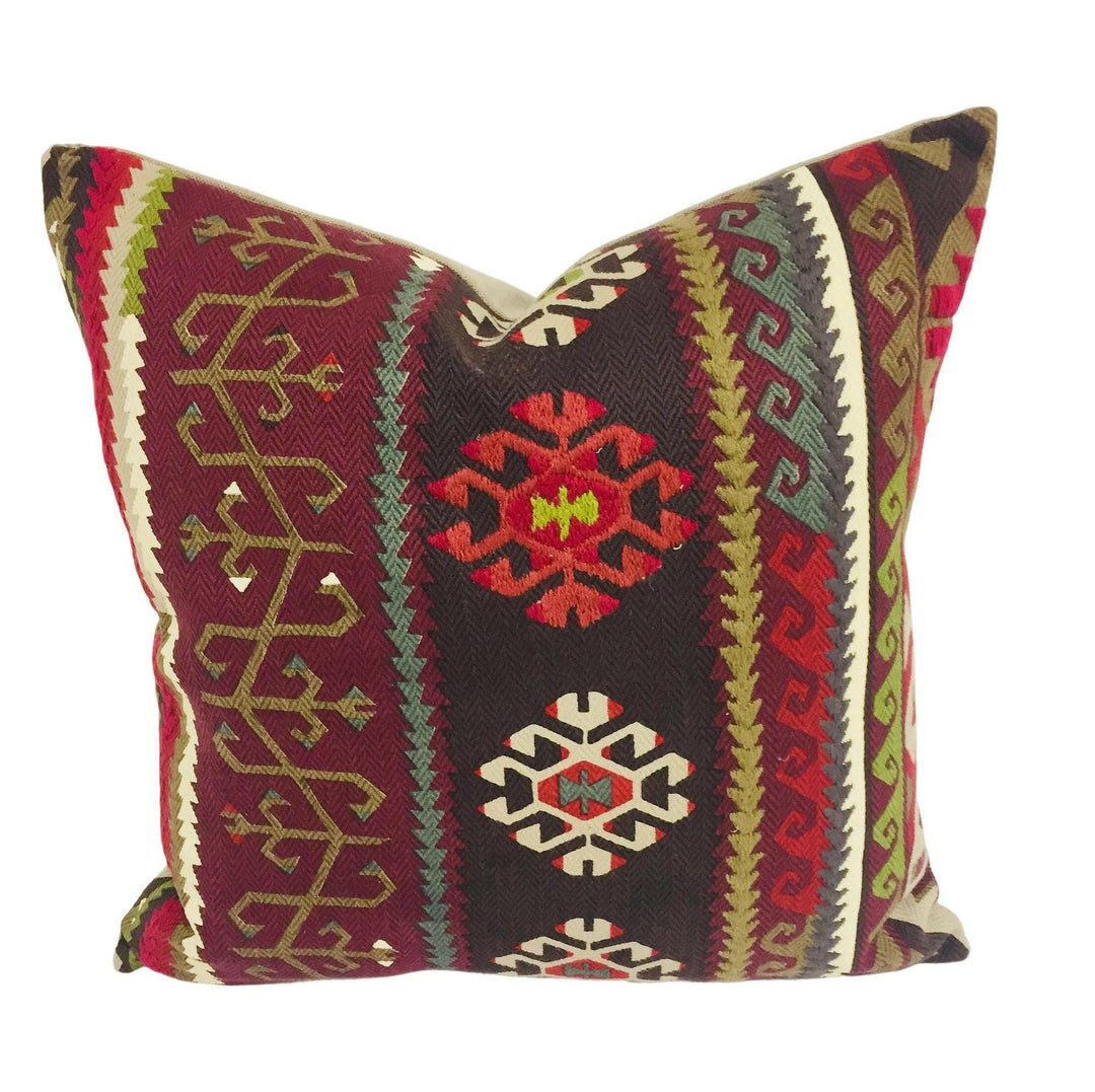 William Morris - Burdock & Star - Fig / Carmine - Eastern Kilim Inspired Heavy Woven Designer Cushion Cover Luxury Throw Pillow Handmade.