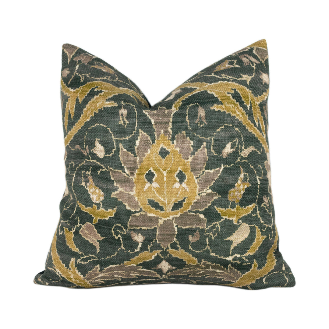 William Morris - Montreal - Charcoal / Mustard - Cushion Cover Throw Pillow Designer Home Decor.