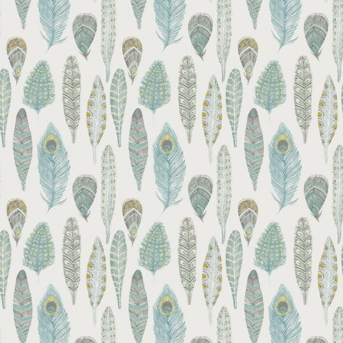 Voyage - Samui Print - Peacock - Quirky Intricate Painted Feather Cushion Cover - Handmade Throw Pillow Designer Home Decor.