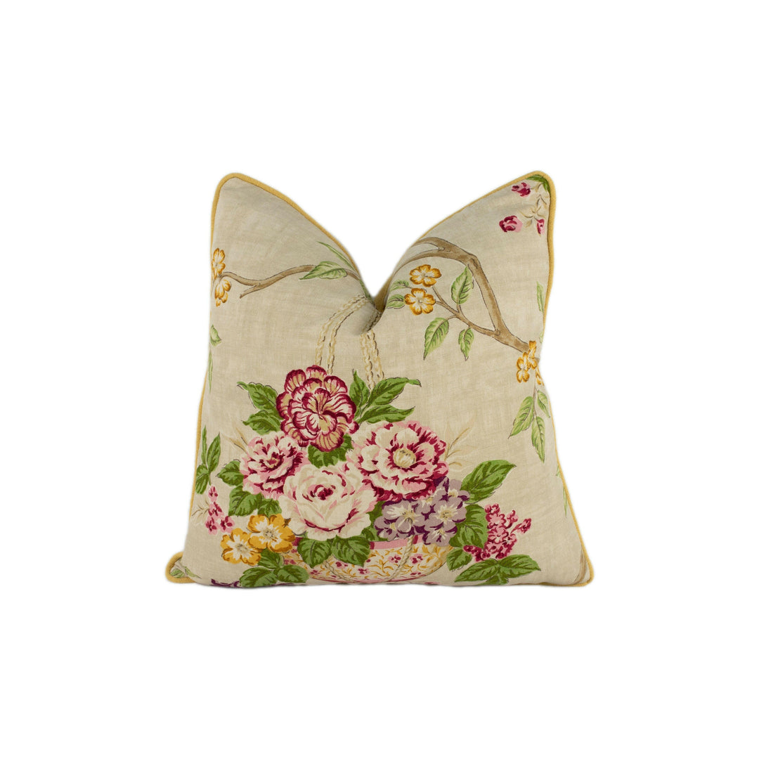 Sanderson - Willoughby - Linen / Red - Stunning Designer Cushion Cover Home Décor Throw Pillow.
