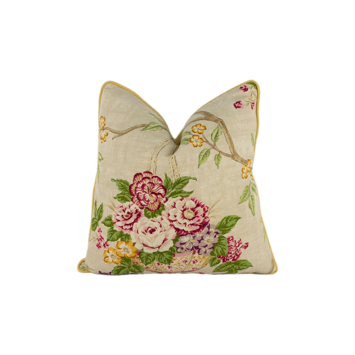 Sanderson - Willoughby - Linen / Red - Stunning Designer Cushion Cover Home Décor Throw Pillow.