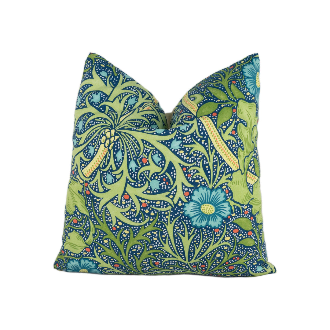 William Morris - Seaweed - Cobalt / Thyme - Cushion Cover Throw Pillow Designer Home Decor.