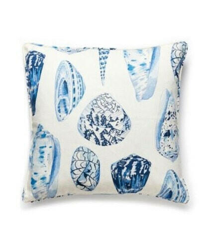 Scalamandre - Coquina -Porcelain  - Stunning Sea Shells with Iridescent Highlights - Designer Cushion Cover Handmade Throw Pillow.