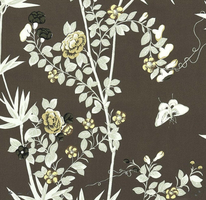 Scalamandre - Jardin De Chine - Espresso - Grand Floral Chinoiserie Designer Cushion Cover - Handmade Throw Pillow - Luxury Home Decor.