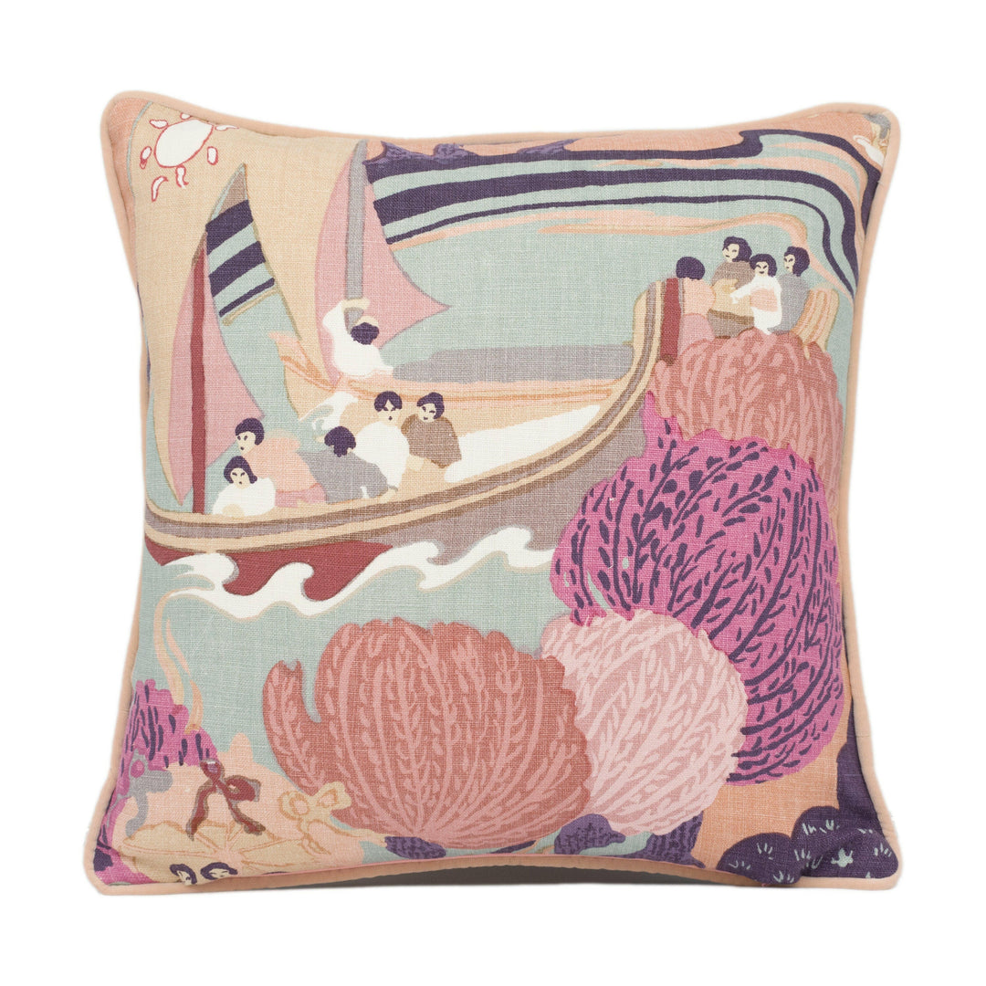 Schumacher - Pearl River - Blush - Vintage Asian Inspired Contrast Piped Cushion Cover - Handmade Throw Pillow - Designer Home Décor.