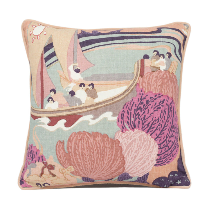 Schumacher - Pearl River - Blush - Vintage Asian Inspired Contrast Piped Cushion Cover - Handmade Throw Pillow - Designer Home Décor.