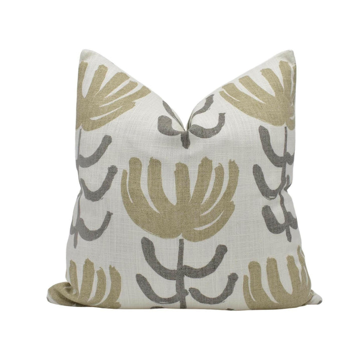 Designers Guild x William Yeoward - Pierrette - Greige - Scandi Floral Designer Cushion Cover   - Neutral Flower Pillow Cover - Beige Grey.