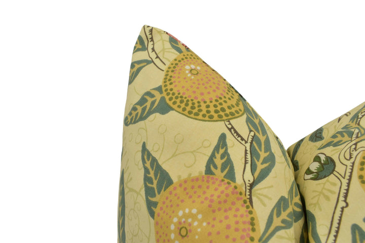 William Morris -  Fruit Major - Ivory / Teal - Traditional Trailing Fruits & Floral Classic English Designer Cushion Cover - Luxury Handmade.