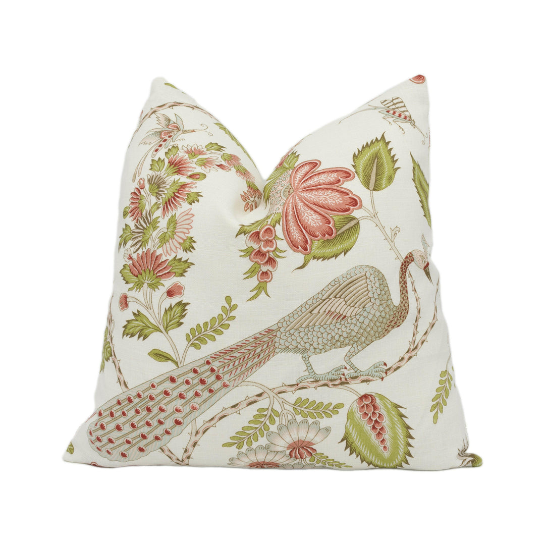Schumacher - Campagne - Mineral / Rose - Lush Lively French Floral Designer Cushion Cover - Handmade Throw Pillow - Designer Home Decor.