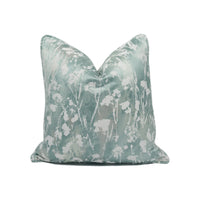 Thumbnail for Ashley Wilde x Kai - Jacinth - Sea Green  - Mesmerising Floral Metallic Designer Cushion Cover - Luxury Throw Pillow - Handmade Home Decor