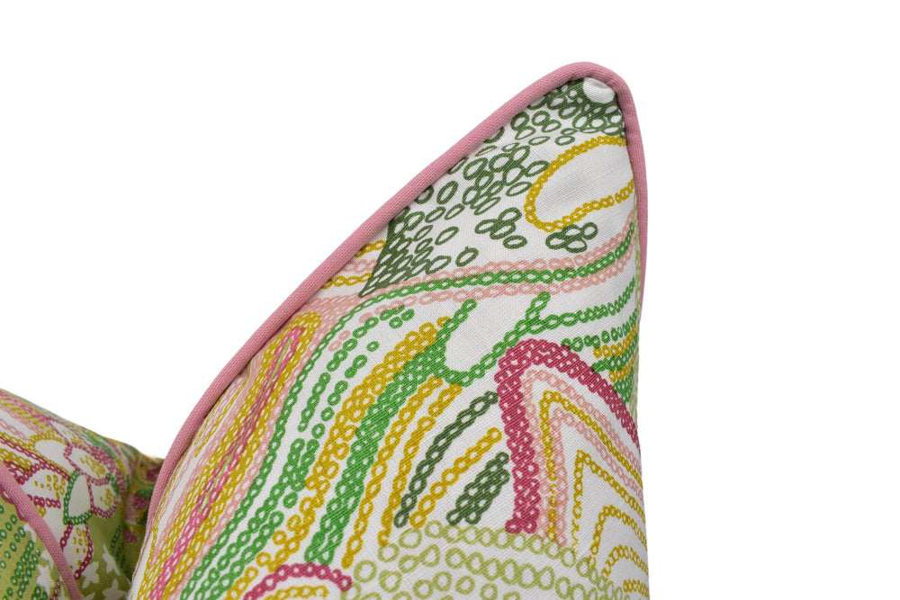 a close up of a pillow on a white background