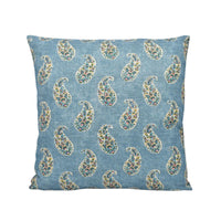 Thumbnail for a blue pillow with a paisley pattern on it