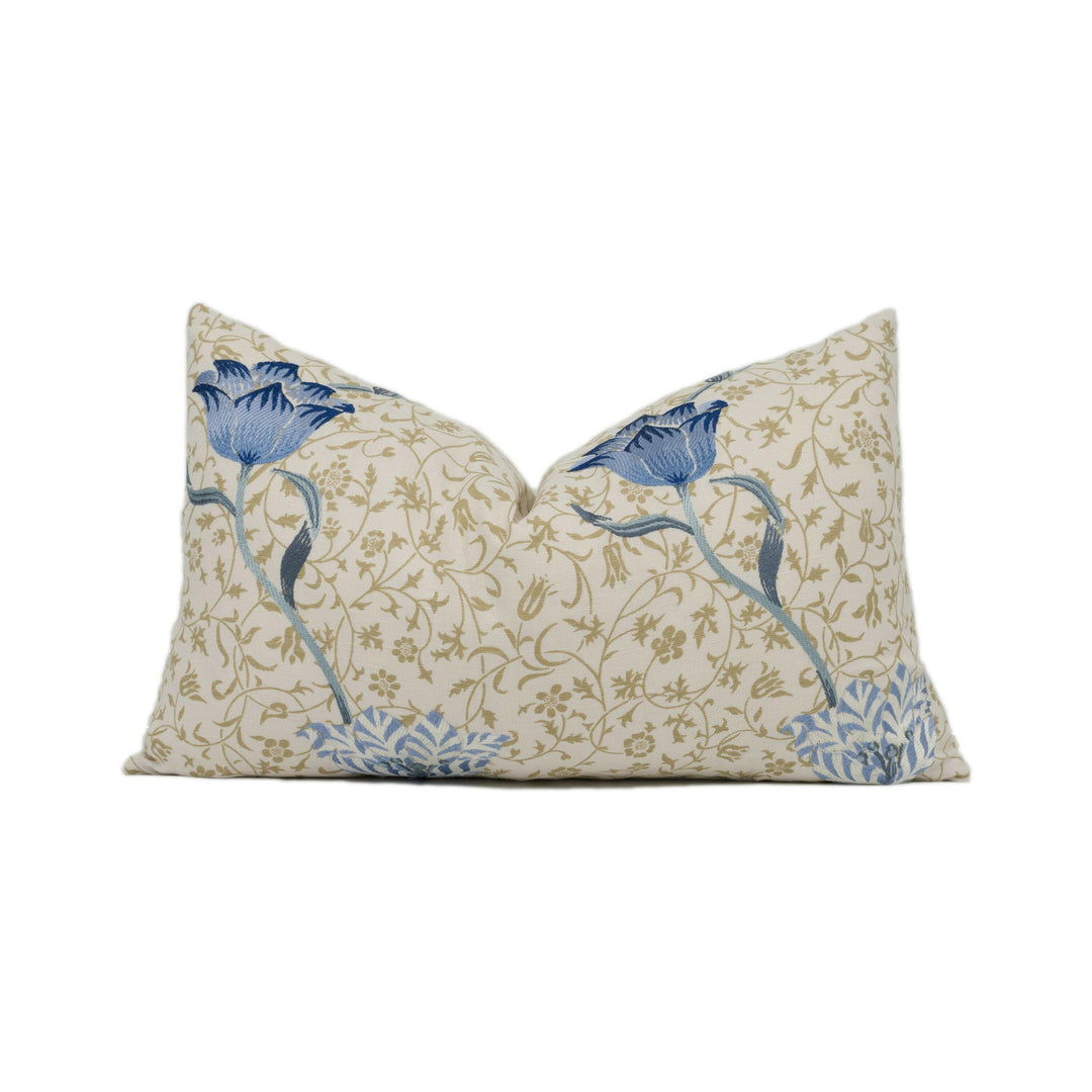William Morris - Garden Tulip Embroidery - Indigo / Woad - Classic Floral Cushion Cover - Handmade Throw Pillow - Designer Home Décor.