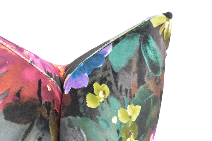 Clarke and Clarke - Tahita - Amethyst / Emerald - Relaxing Tropical Jungle Floral Designer Cushion Cover - Luxury Throw Pillow - Handmade.