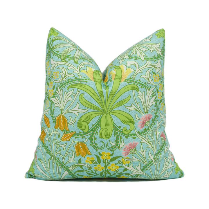 Ben Pentreath for William Morris - Woodland Weeds - Orange / Turquoise - Floral Cushion Cover - Handmade Throw Pillow - Designer Home Décor.