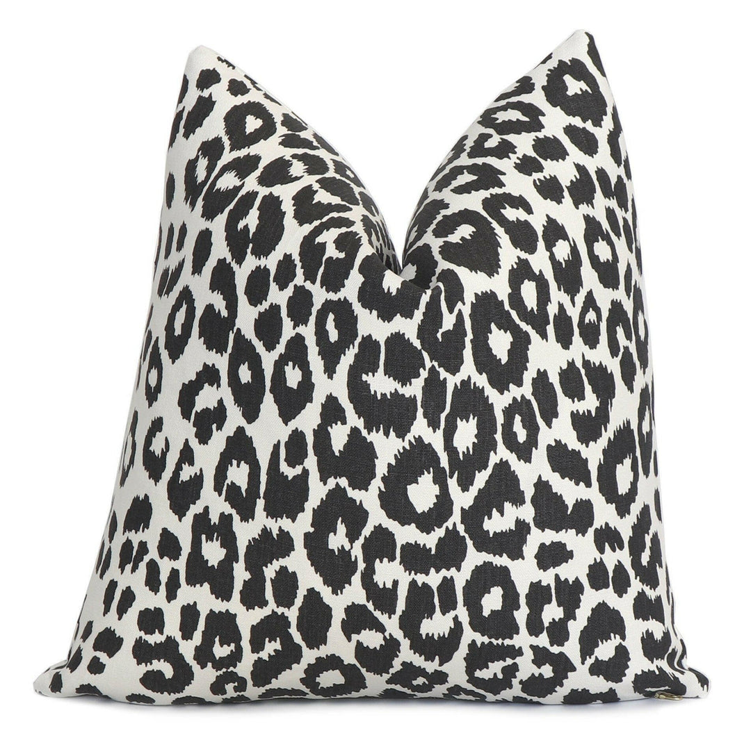 Schumacher - Iconic Leopard - Graphite - Chic Animal Print Designer Cushion Cover - Cat Print Throw Pillow Cover - Grey White Pillow.