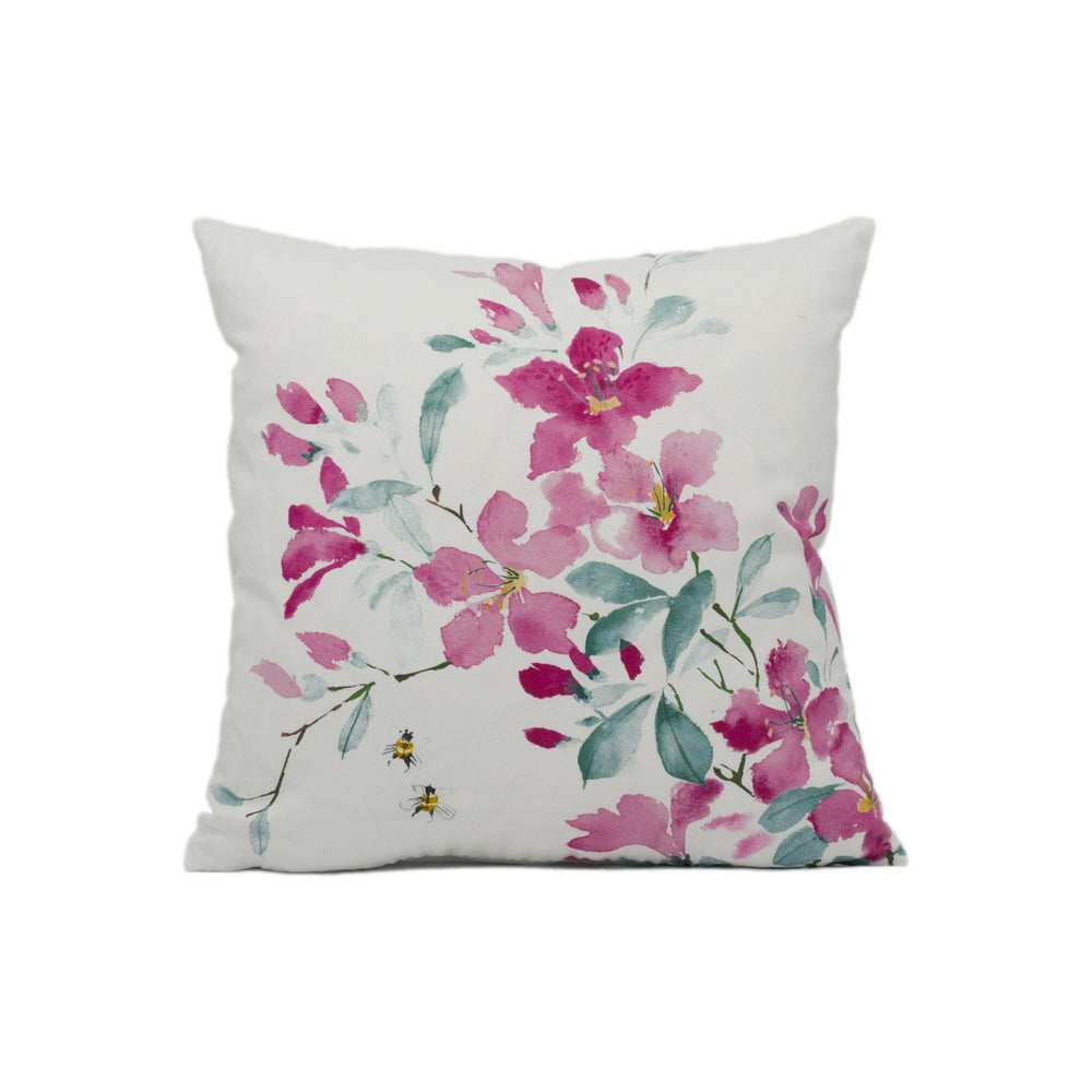 Sanderson - Magnolia & Blossom - Blossom / Leaf - Large Scale Floral Wildlife Cushion Cover - Handmade Throw Pillow - Designer Home Décor.