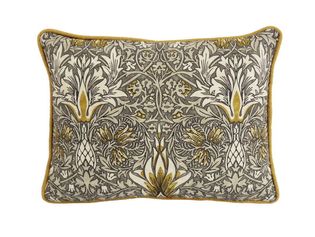 William Morris - Snakeshead - Pewter / Gold - Stunning Contrast Piped Cushion Cover Throw Pillow Home Decor.