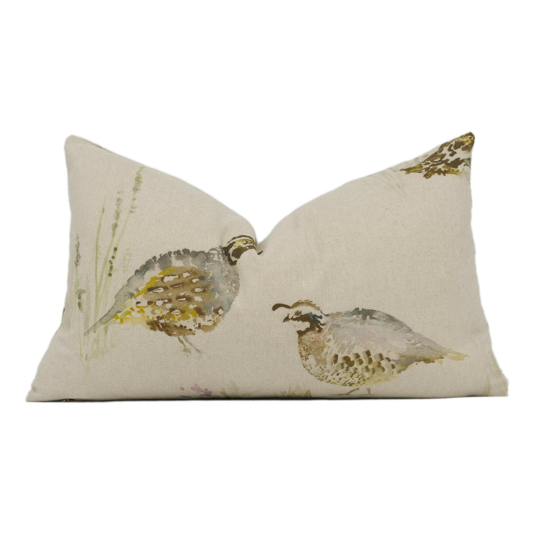 Voyage - Game Birds - Linen - Rustic Countryside Cushion Cover - Watercolour Bird Throw Pillow - Custom Linen Country Pillow Cover Handmade.
