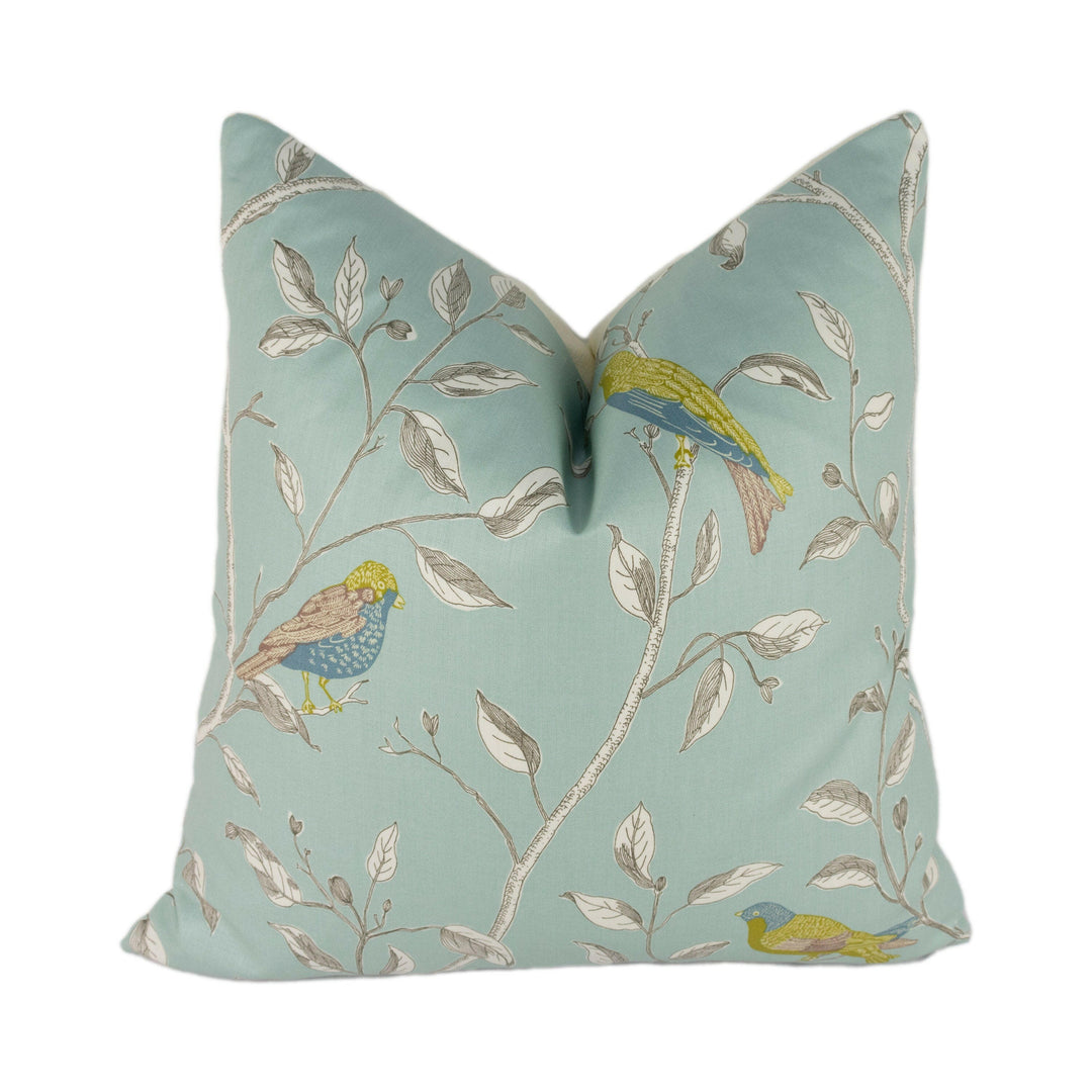 Sanderson - Finches - Duck Egg - Stunning Designer Cushion Cover Home Decor Throw Pillow.