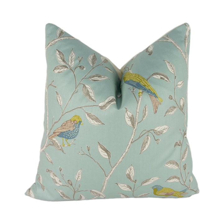 Sanderson - Finches - Duck Egg - Stunning Designer Cushion Cover Home Decor Throw Pillow.