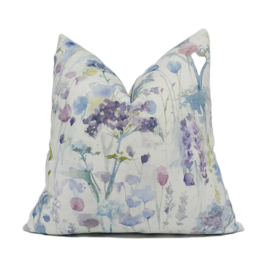 Voyage - Ilinizas - Violet - Elegant Watercolour Meadow Cushion Cover - Handmade Throw Pillow - Designer Home Décor.