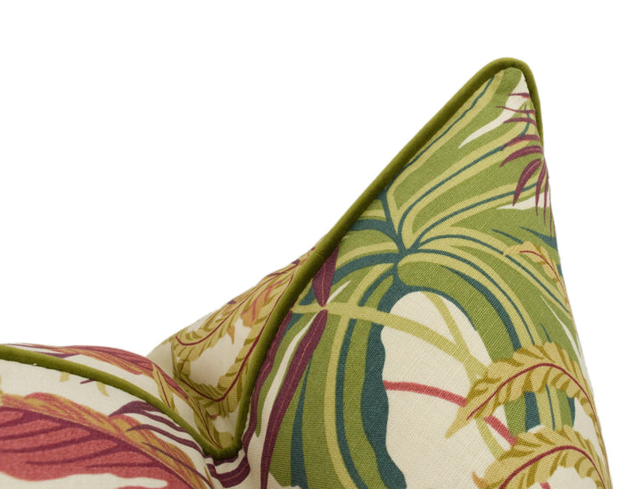 Sanderson - Manila - Mulberry / Sand - Stunning Contrast Piped Designer Cushion Cover Home Decor Throw Pillow.