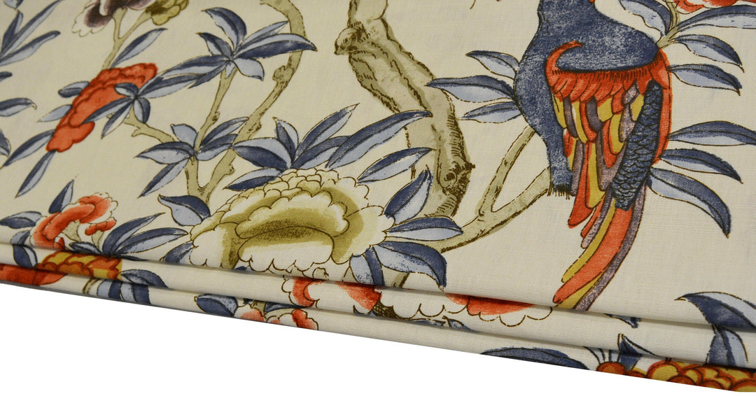 Thibaut - Giselle - Blue and Coral - Professionally Made Roman Blind Made to Measure.