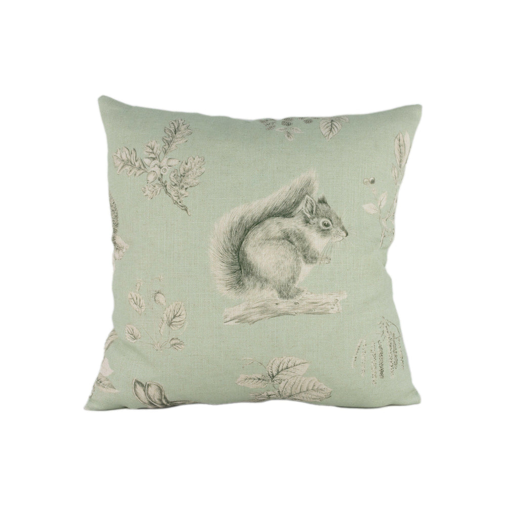 Sanderson - Squirrel & Hedgehog - Seaspray / Charcoal - Stunning Designer Cushion Cover Home Décor Throw Pillow.