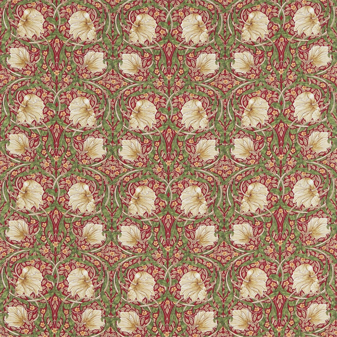 William Morris - Pimpernel Linen - Red / Thyme Cushion Cover Throw Pillow Designer Home Decor.