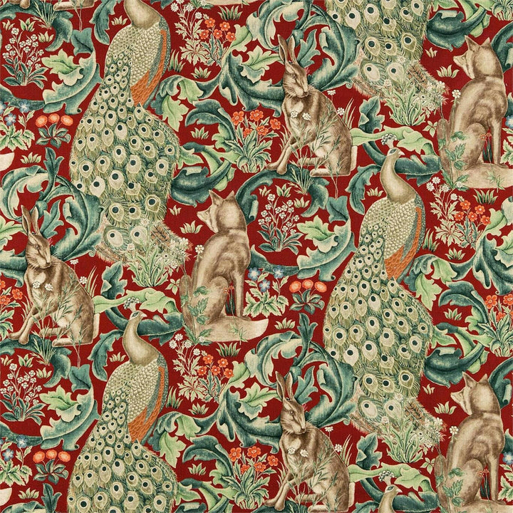 William Morris - Forest - Red Linen - Cushion Cover Throw Pillow Designer Home Decor.