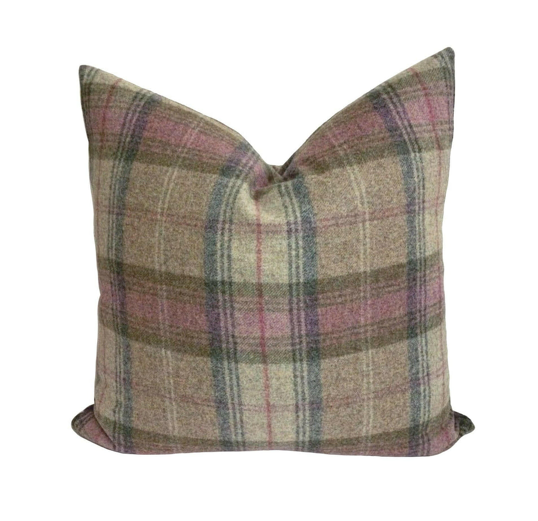 Abraham Moon - Stroud - Heather  -  100% Wool Cushion Cover - Designer Plaid Pillow Cover - Handmade Custom Abraham Moon Pillow.