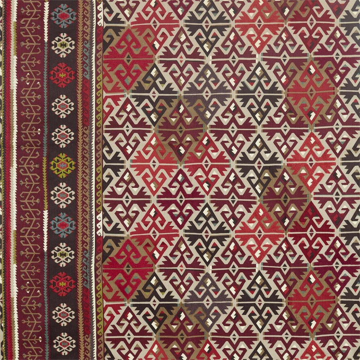 William Morris - Burdock & Star - Fig / Carmine - Eastern Kilim Inspired Heavy Woven Designer Cushion Cover Luxury Throw Pillow Handmade.