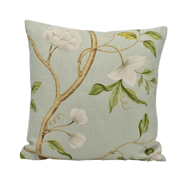 Colefax and Fowler - Snow Tree - Aqua - Classic Traditional Floral Designer Cushion Cover - Colefax Floral Pillow Cover - Custom Pillow.