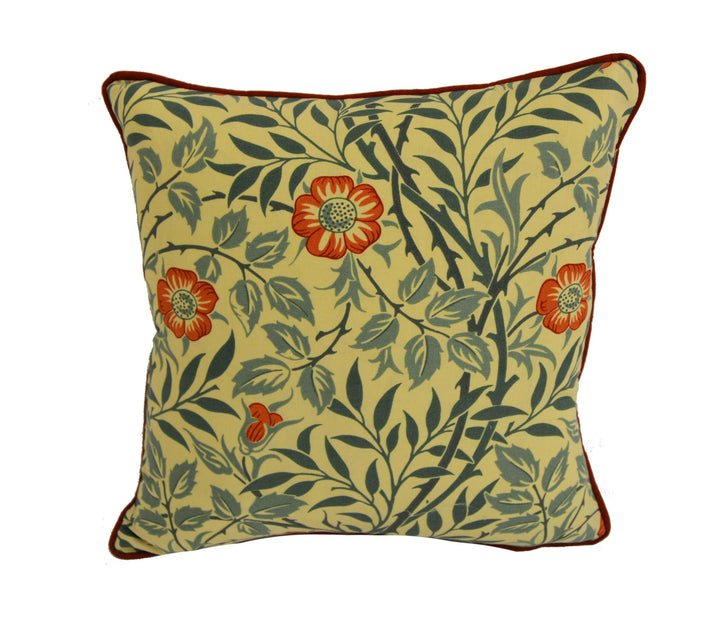 William Morris - Sweet Briar - Green / Coral - Cushion Cover Throw Pillow Designer Home Decor.