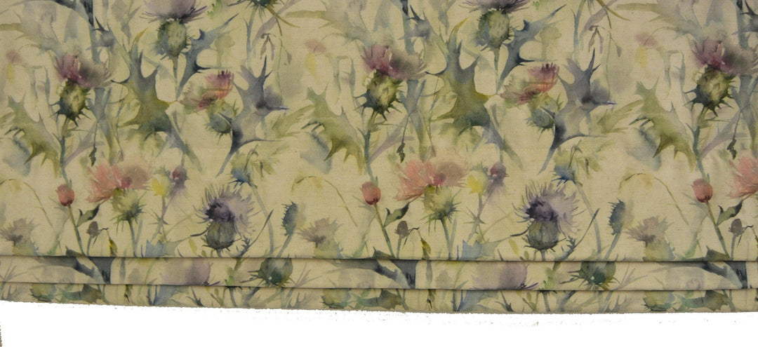 Voyage Decoration - Cirsium - Damson / Natural - Professionally Made Roman Blind.