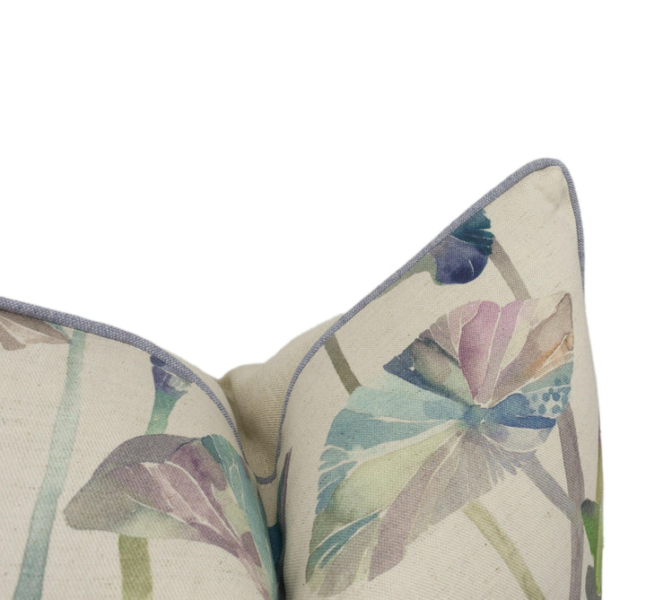 Voyage - Cheriton - Skylark - Stunning Watercolour Lotus Cushion Cover - Handmade Throw Pillow Designer Home Decor.