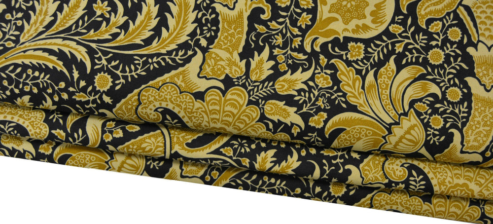 William Morris - Indian - Black & Gold - Made To Measure Professionally Made Roman Blind.