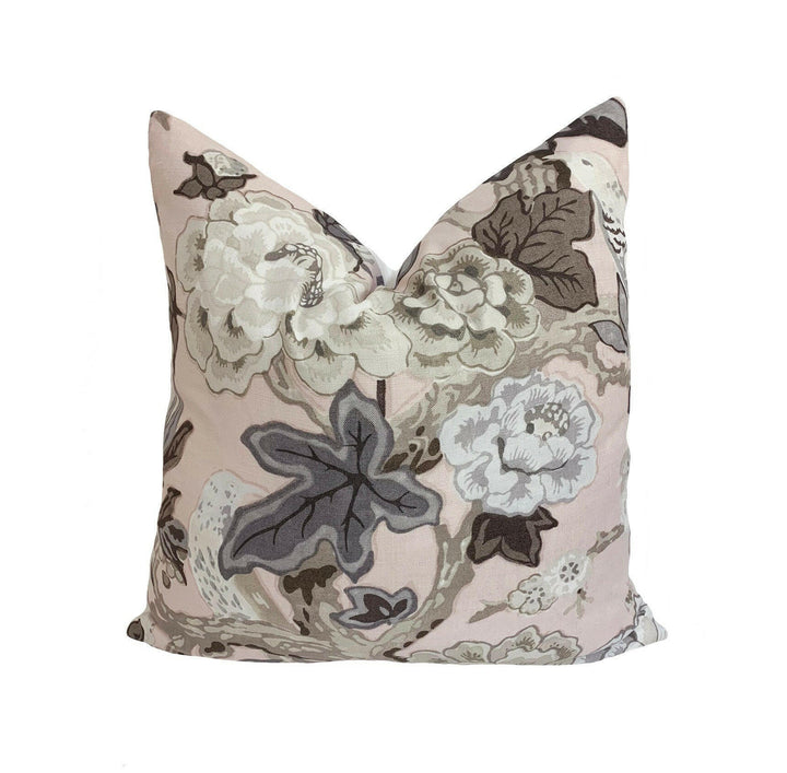 Schumacher / Mary McDonald - Bermuda Blossoms - Blush - Bold Traditional Floral Cushion Cover - Handmade Throw Pillow Designer Home Decor.