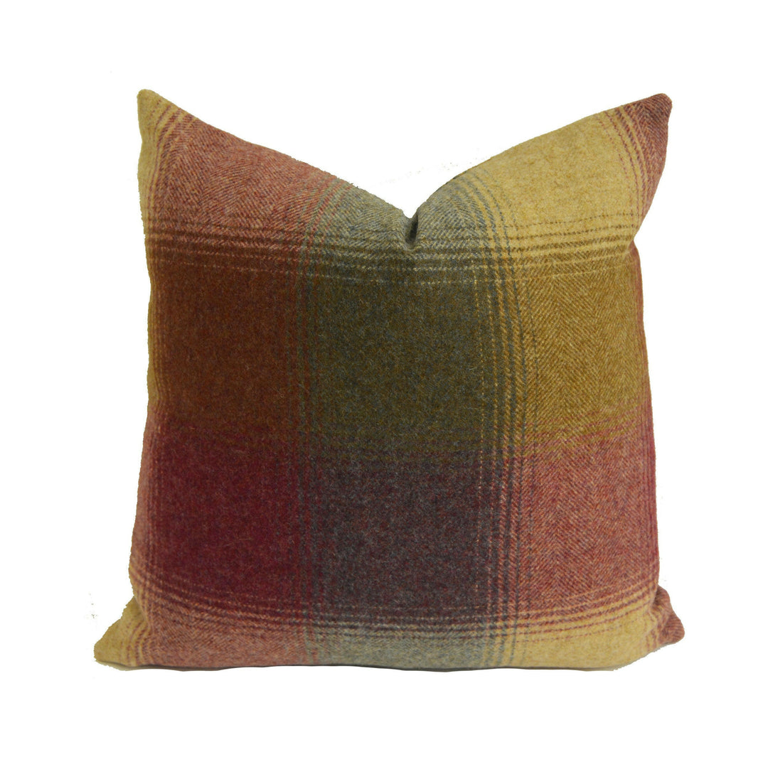 Abraham Moon - Kilnsey - Rhodolite - 100% Wool Cushion Cover - Designer Plaid Pillow Cover - Handmade Custom Abraham Moon Pillow.
