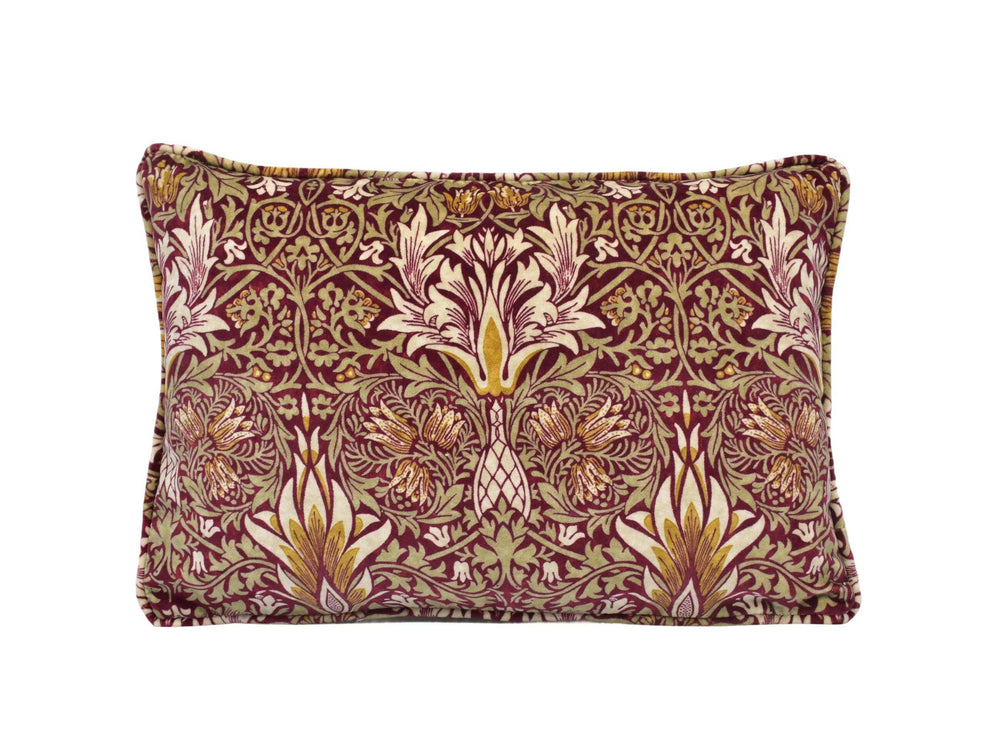 William Morris - Snakeshead Velvet - Crimson / Saffron - Dramatic Sumptuous Flame Designer Floral Velvet Cushion Cover - Luxury Throw Pillow.