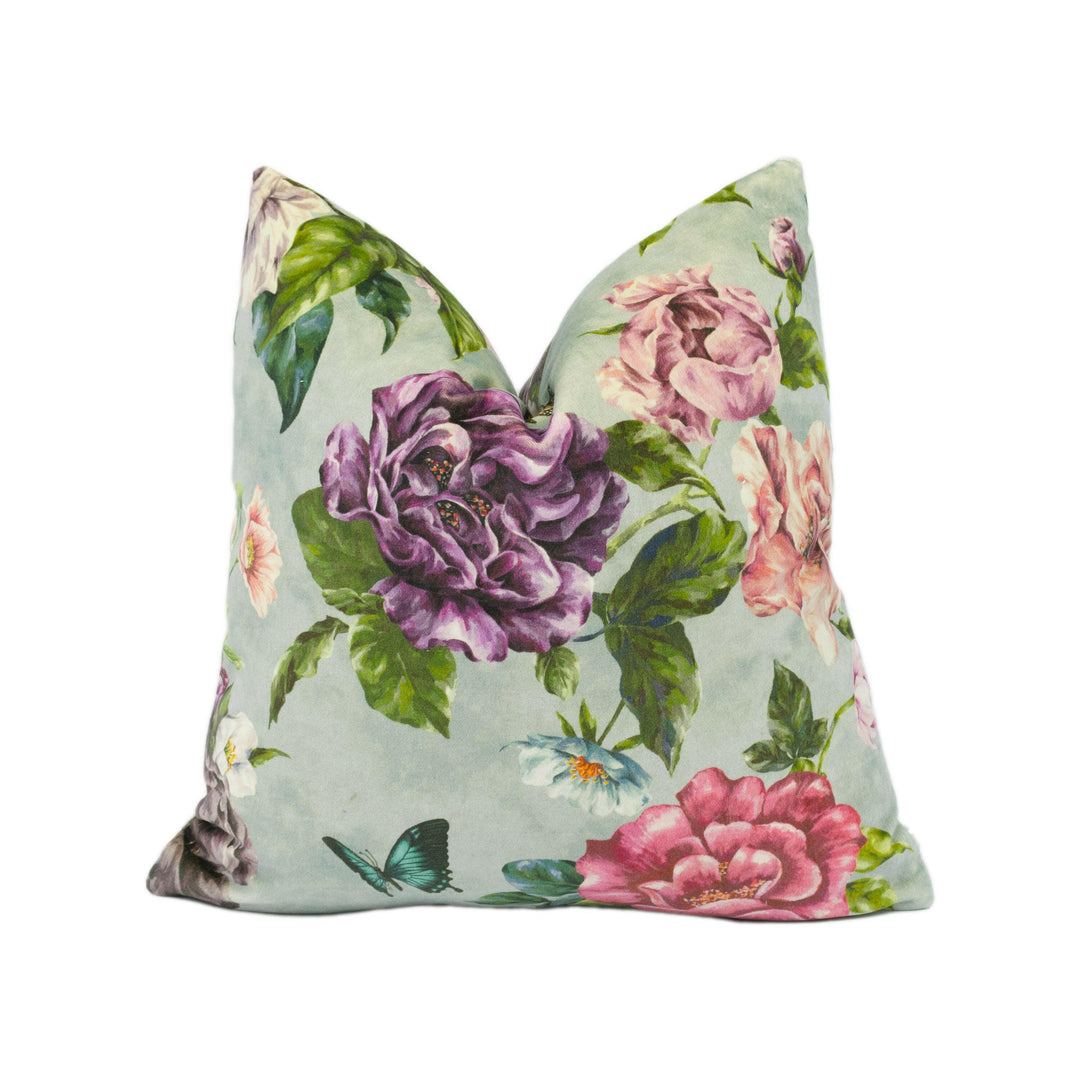 Sanderson - Summer Peony - Vineyard / Rose - Stunning Velvet Cushion Cover Handmade Throw Pillow Designer Home Décor.