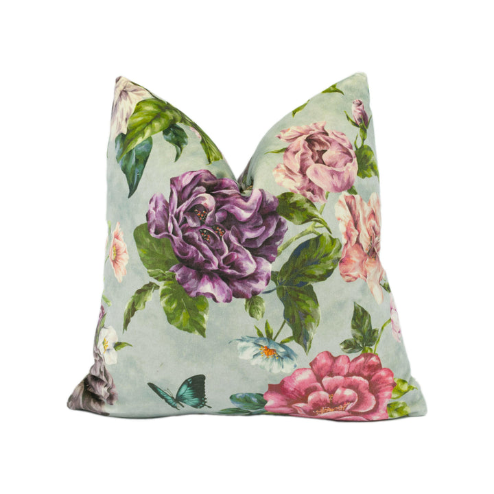 Sanderson - Summer Peony - Vineyard / Rose - Stunning Velvet Cushion Cover Handmade Throw Pillow Designer Home Décor.