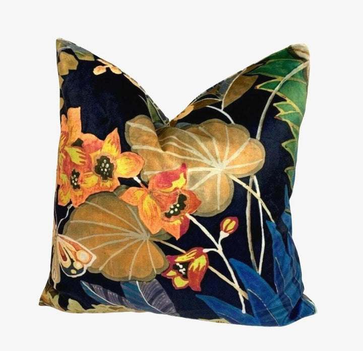 Prestigious - Hidden Paradise - Midnite - Tropical Maximalist Velvet Cushion Cover - Handmade Throw Pillow Designer Home Decor.